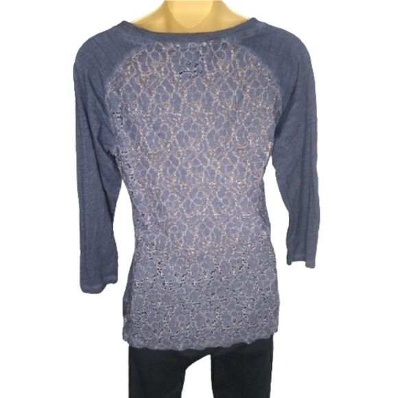 INDIAN MOTORCYCLE Blue Raglan Style Lacey Back 3/4 Sleeve Women's TShirt SZ XS - Picture 2 of 6